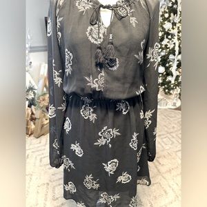 Black floral dress - lined - XL- worn twice